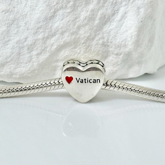 Pandora Vatican Flag S925 Silver Heart Bead Charm - Picture 3 of 3